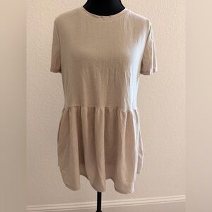 ZARA Women’s Romantic Beige Short Sleeve Top